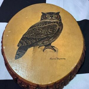 Owl Art on Wood Slice